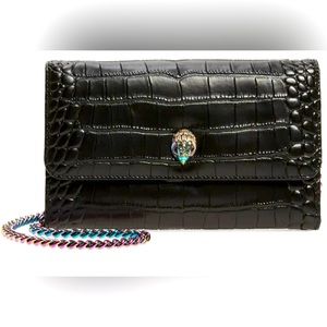 BEAUTIFUL Kurt Geiger Croc Embossed Leather Wallet on Chain